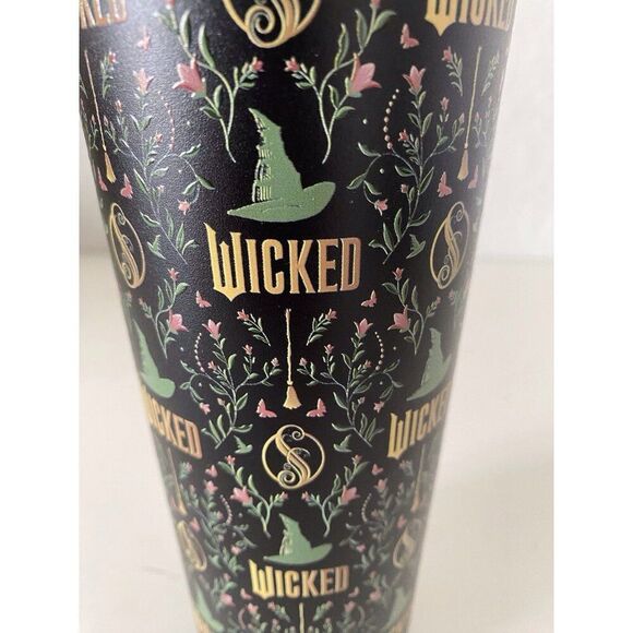 Universal Studios WICKED Elphaba Witch Hat Metal Tumbler With Straw NEW - Picture 7 of 16